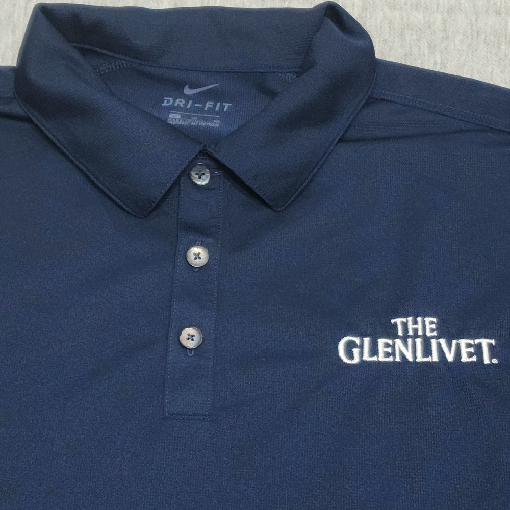 Nike Dri-FIT The Glenlivet Whisky Golf Polo Shirt Navy Blue Promo Men XL